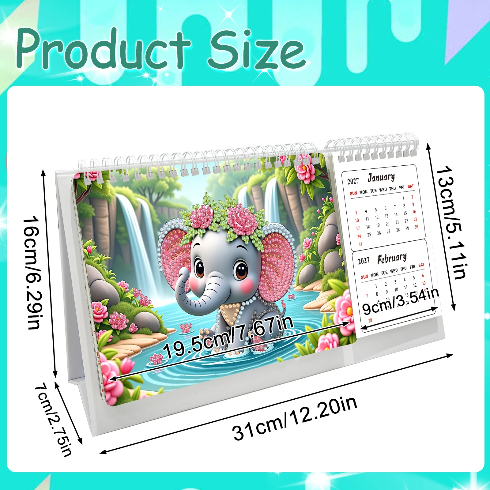 2027 2028 Diamond Painting Calendar Set January 2027 - December 2028 Diamond Art Calendar 24 Months for Home Office Scheduling