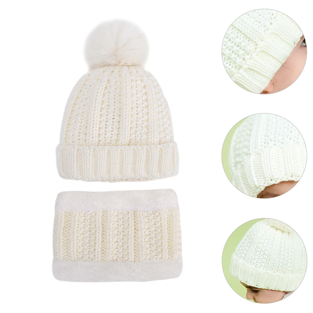 

Children Warm Winter Knitted Hat Neckerchief Baby Bonnet Scarf Hats Suitable 0 3 Soft Skin Friendly Pattern