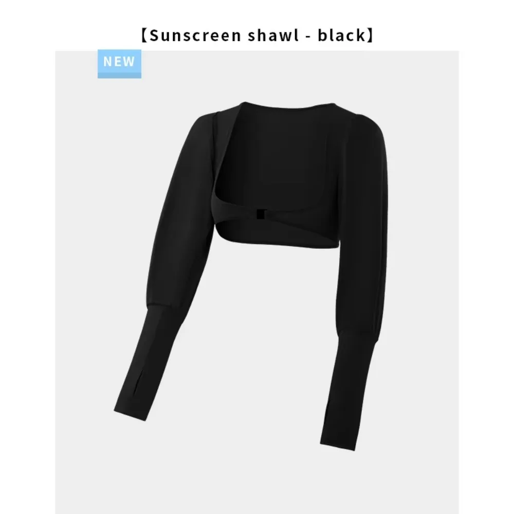 

New with Finger Holes Ice Silk Shawl Anti-UV Breathable Cooling Shawl Slim Long Sleeve Sporty Top Women