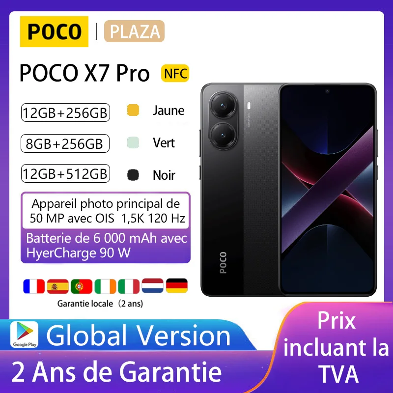 POCO X7 Pro 5G, NFC, DDimension 8400-Ultra, 50 MP camera, 1.5K 120Hz CrystalRes AMOLED-scherm, 6000 mAh-batterij