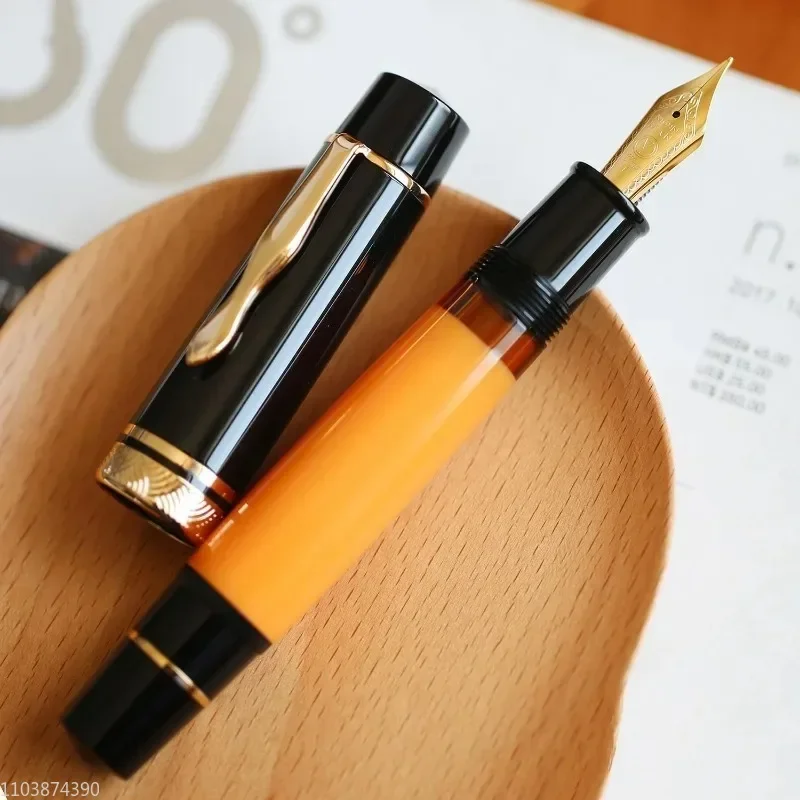 Imagem -04 - Majohn Grande All Copper Piston Fountain Pen Caneta de Tinta para Escritório e Escola Escrita Suave Resina Laranja Branco No.6 ef f m Nib P139 P139 Novo