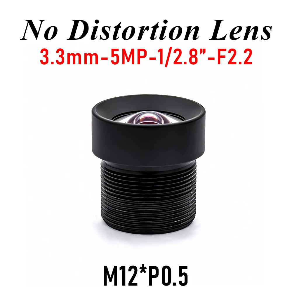 5MP 3.3mm No Distortion M12 Lens 1/2.8