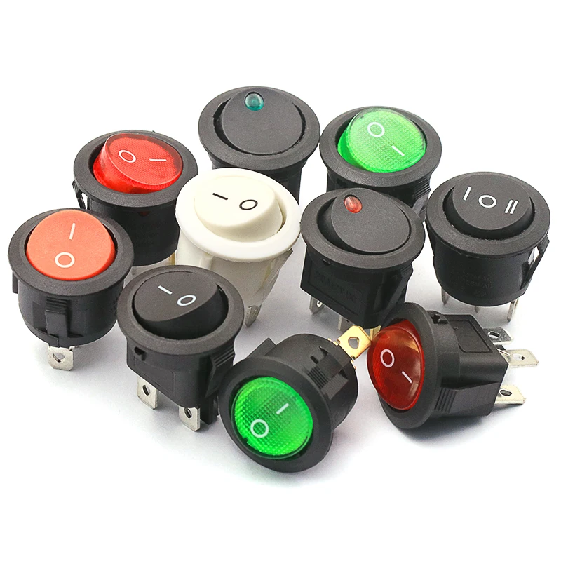 2PCS Push Button Circle Rocker Switch Pin Position 250V Snap-in Light On Off On Smart Eletronics Switches Waterproof Cap Cover