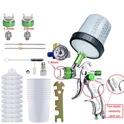 HVLP Spay Gun 1.4/1.7/2.0mm Nozzle Gravity Airbrush For Car Painting Tool 10pcs 600ml No Clean Disposable Measuring Cup