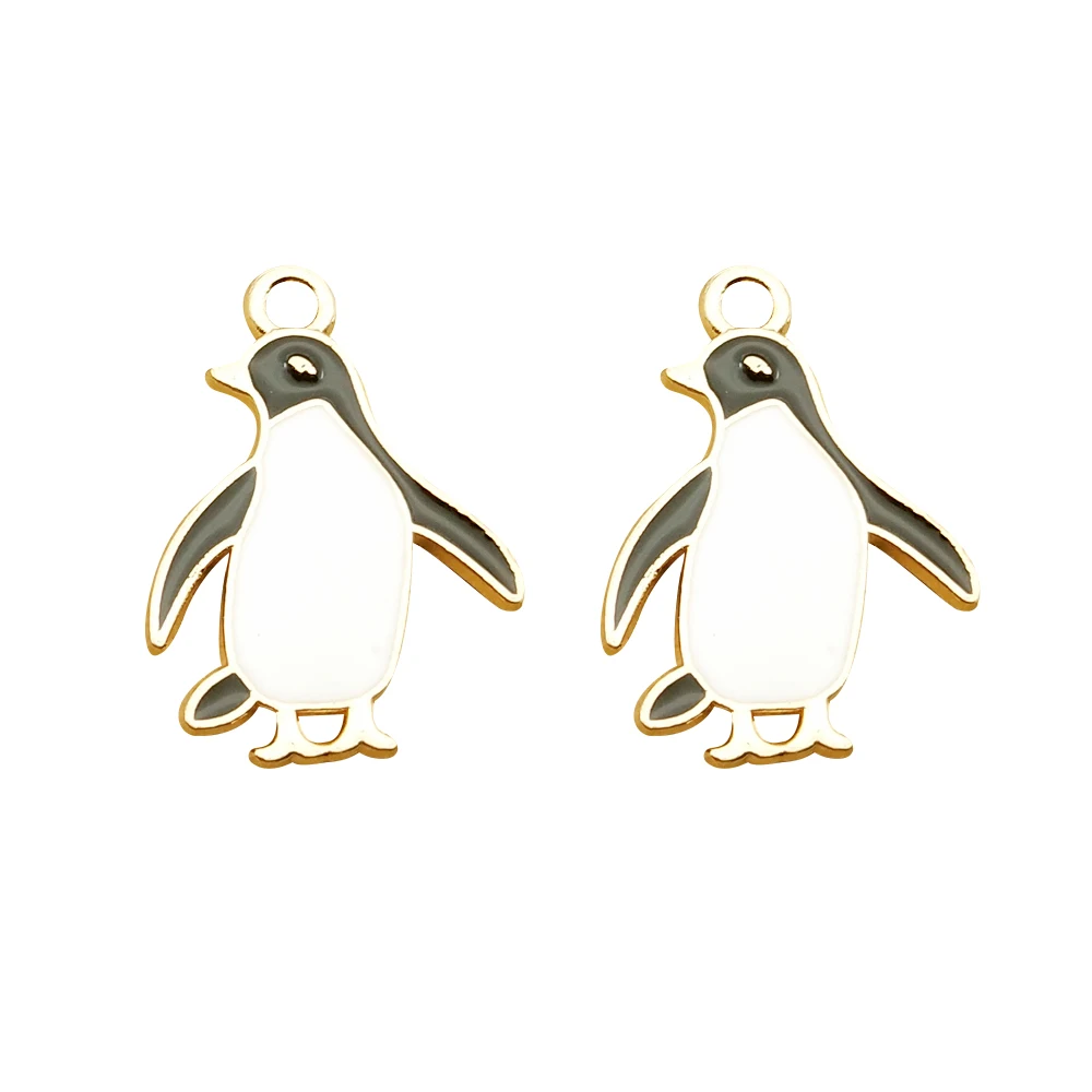 10pcs Enamel Penguin Charm for Jewelry Making Cute Earring Animal Pendant Bracelet Necklace Accessories Diy Craft Supplies Metal