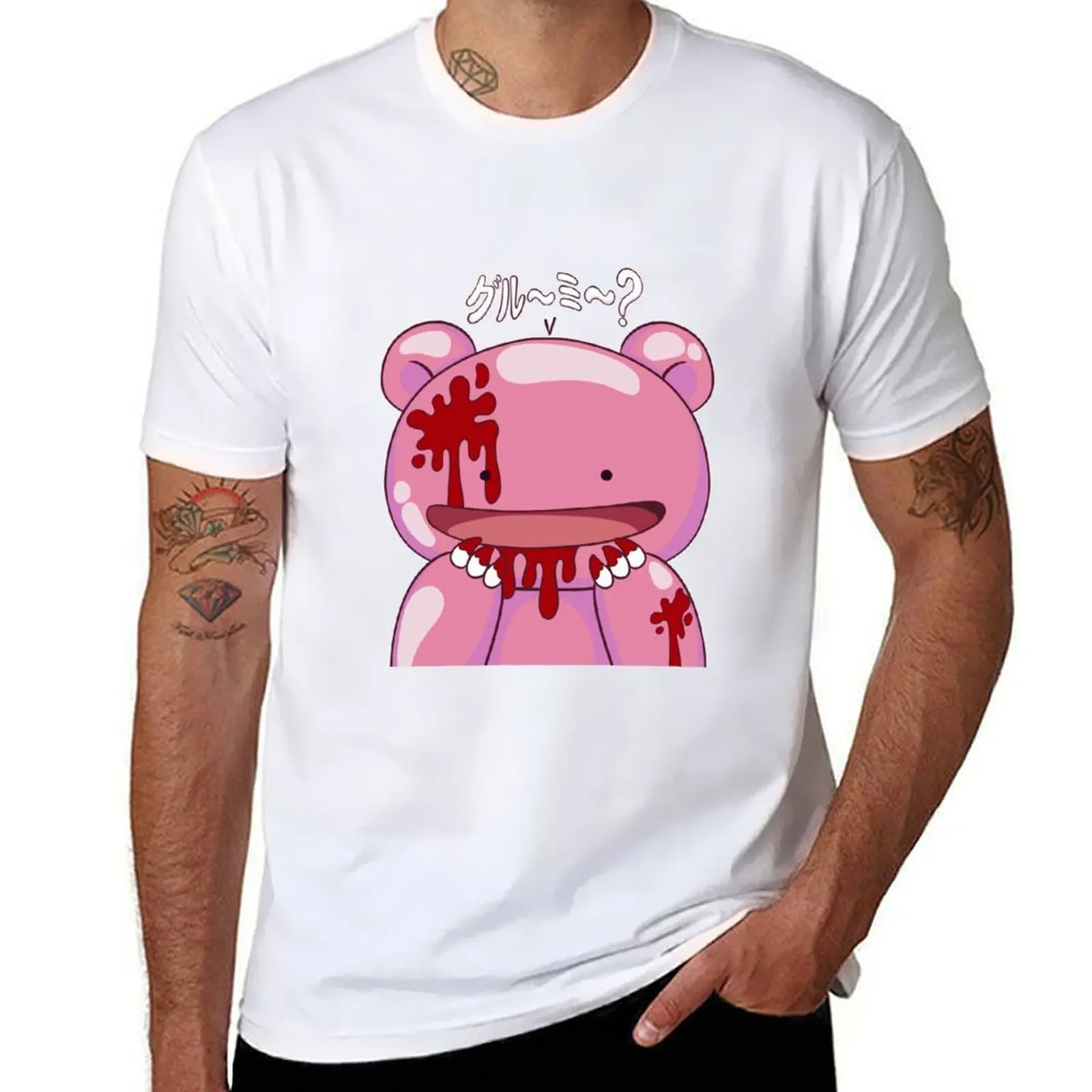 

Pink Demon Bear Silly Bloody T-Shirt t shirt man casual funny t shirts man T-Shirt