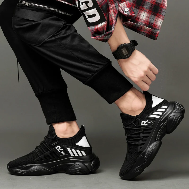 Men\'s Elevator Shoes Breathable Sneakers Hidden Heels 8CM 6CM Optional Heels Height Increasing sports Taller Shoes for man