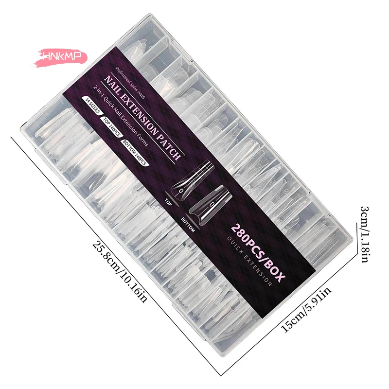 مجموعة أشكال أظافر مزدوجة من الساندويتش 280 قطعة مكونة من 14 مقاسًا ملحقات على شكل نعش ولوز قالب علوي وسفلي لفن الأظافر #6