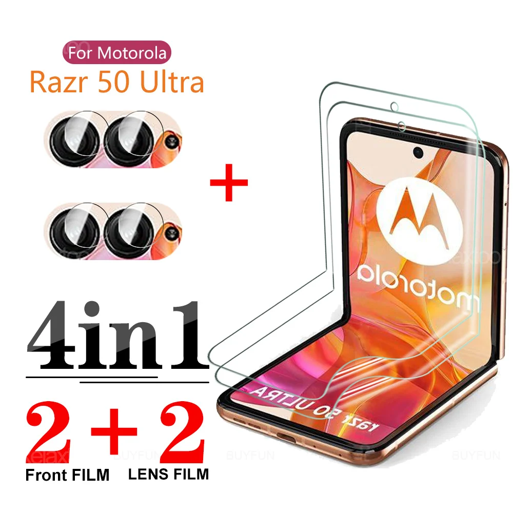 4in1 Front Screen Soft Hydrogel Film For Motorola Razr 50 Ultra Lens protector 50Ultra Razr50 Ultra 6.9