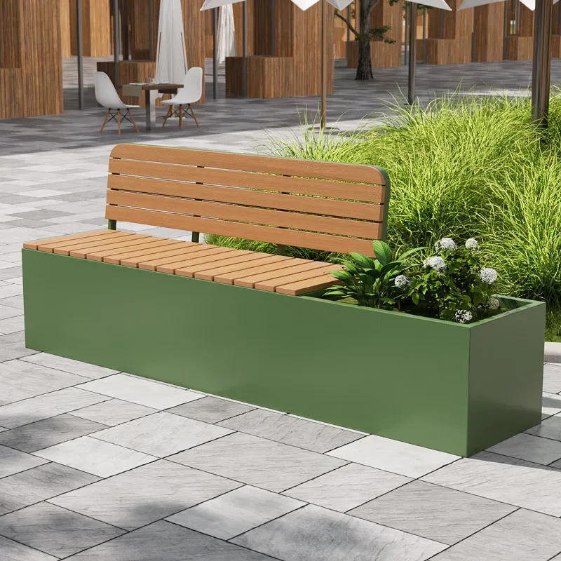 Outdoor bench park flower box courtyard open-air scenic spot landscape seat shopping mall square leisure belt backrest bench