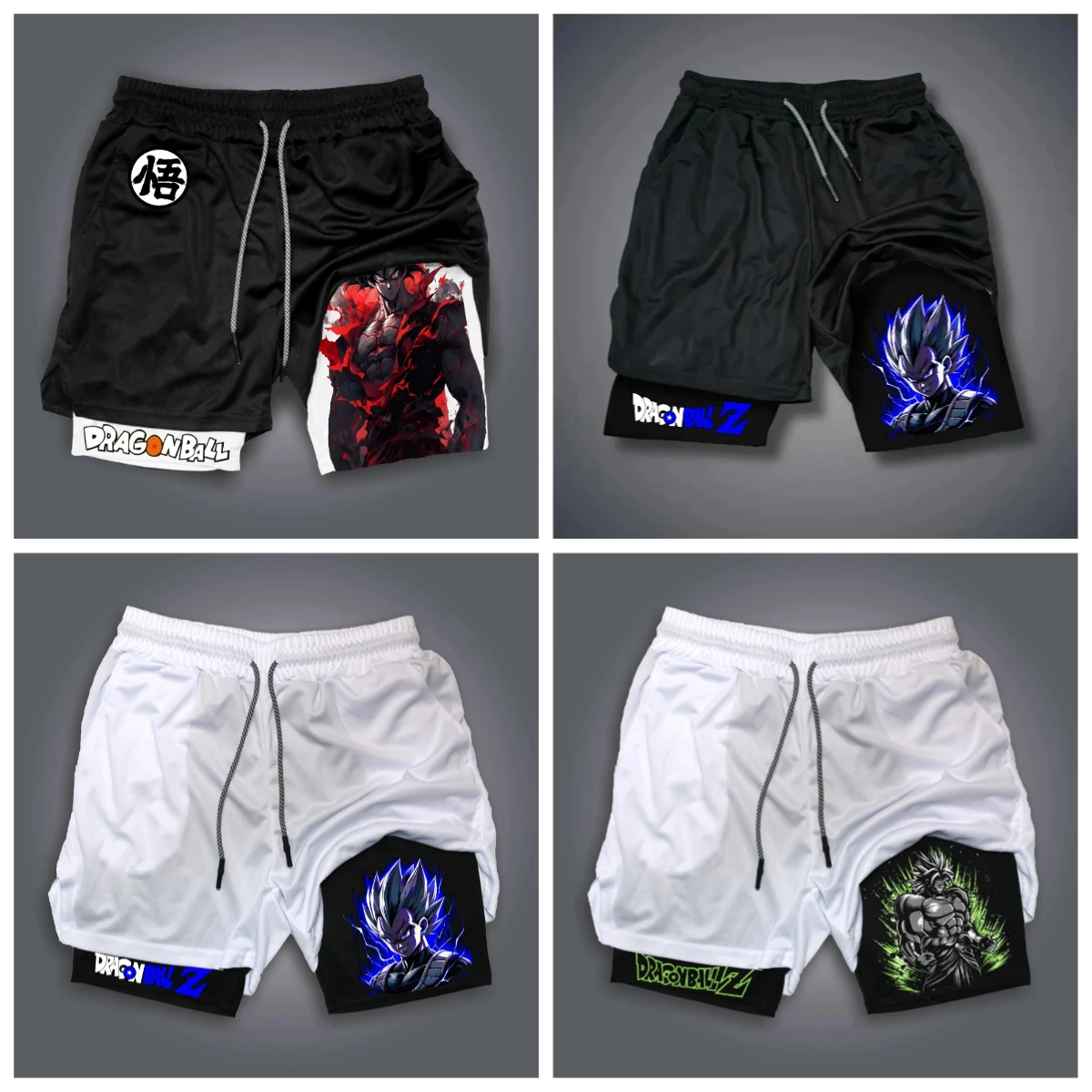 Лето 25, хит продаж, новая анимационная серия Dragon Ball, 3D модные поддельные шорты из двух предметов, уличные дышащие шорты для отдыха на открытом воздухе