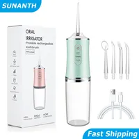 Oral Irrigator Portable Dental Water Flosser USB Rechargeable Water Jet Floss Tooth Pick 4 Jet Tip 220ml 3 Modes IPX7 1400rpm