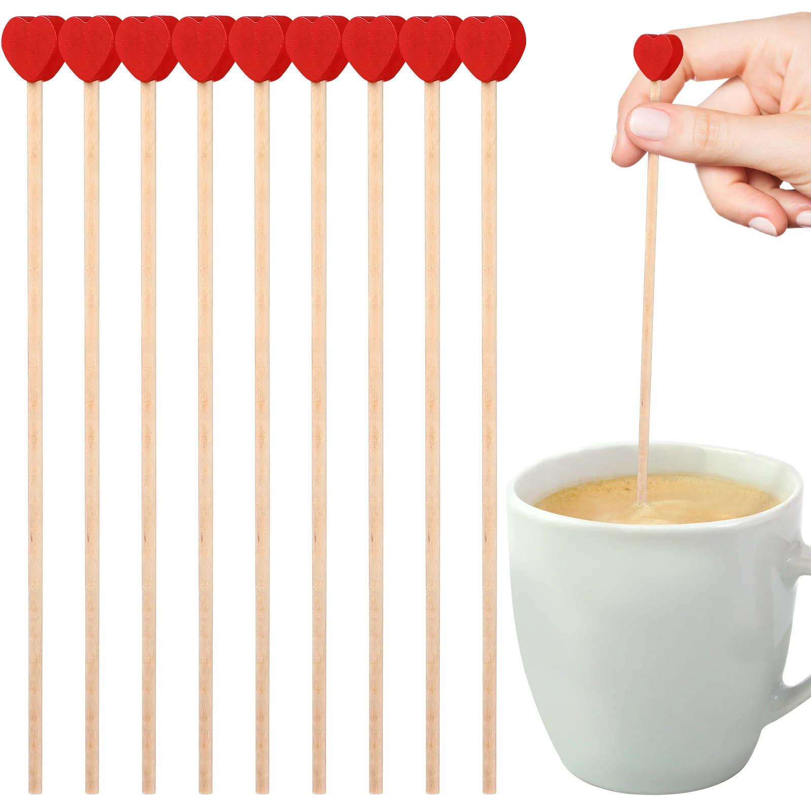 Heart Swizzle Stick Stir Sticks Wood Coffee Stirrers Beverage Wooden for Shaped Straws