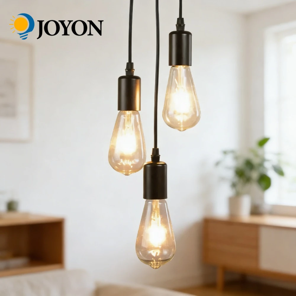 JOYON-candelabro negro con múltiples cabezales, lámpara de techo de araña, colgante de Cable E27 para restaurante, sala de estar, iluminación moderna Industrial