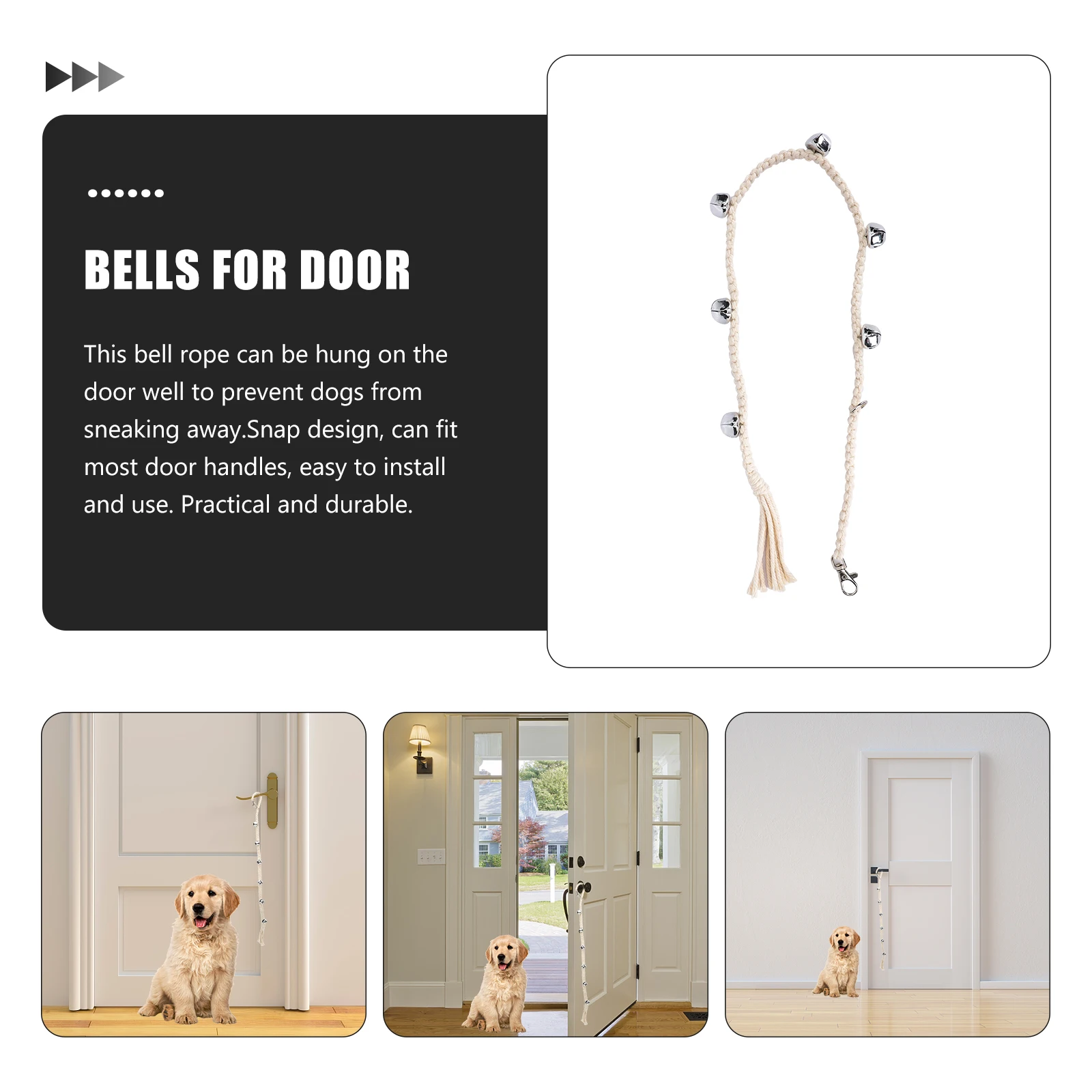 

Dog Training Bell Chain Leash Doorbells Pet Alarm Rope for Outside Manual Puppy Puppies Bells Dog Talking Button Set Pet