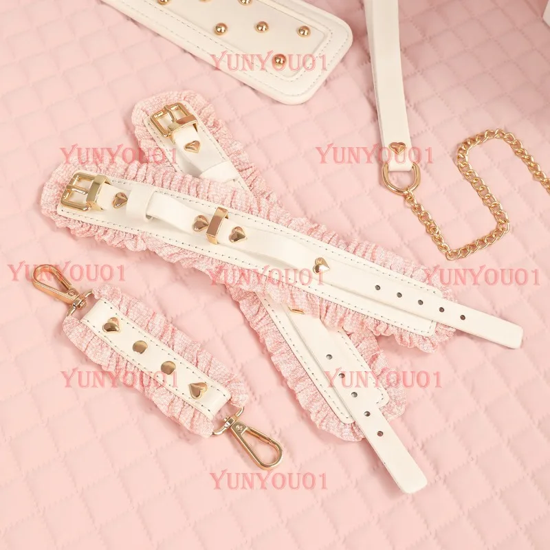 Pink Lace Maid, Silicone Puppy Bone Cosplay Collar Bracelet Anklet Eye Mask Six-piece Set
