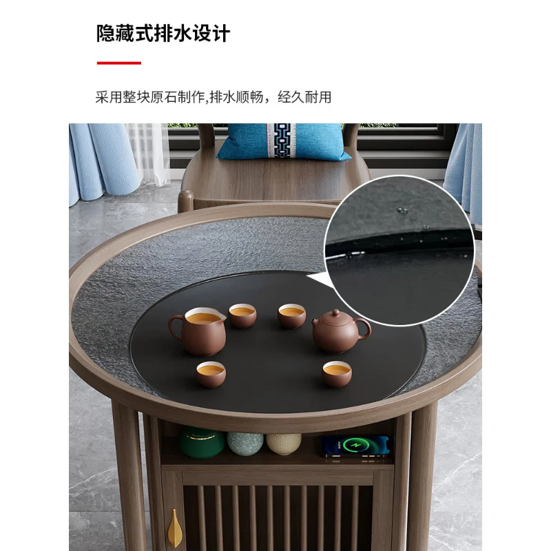 

New Chinese style balcony tea table and chair combination, modern and simple, movable, light luxury tea cart, household