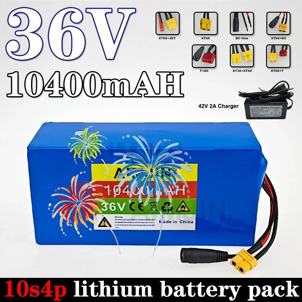36V 10S4P Lithium Battery Pack 10.4Ah 18650 High-Capacity Power 36V 750W 1000W  For Bicycle Scooter Belt BMS