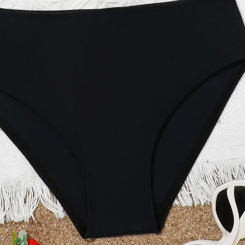 Costume da bagno sexy per bambini a vita alta, costume da bagno estivo da spiaggia in 2 pezzi, costume da bagno con scollo a V senza schienale