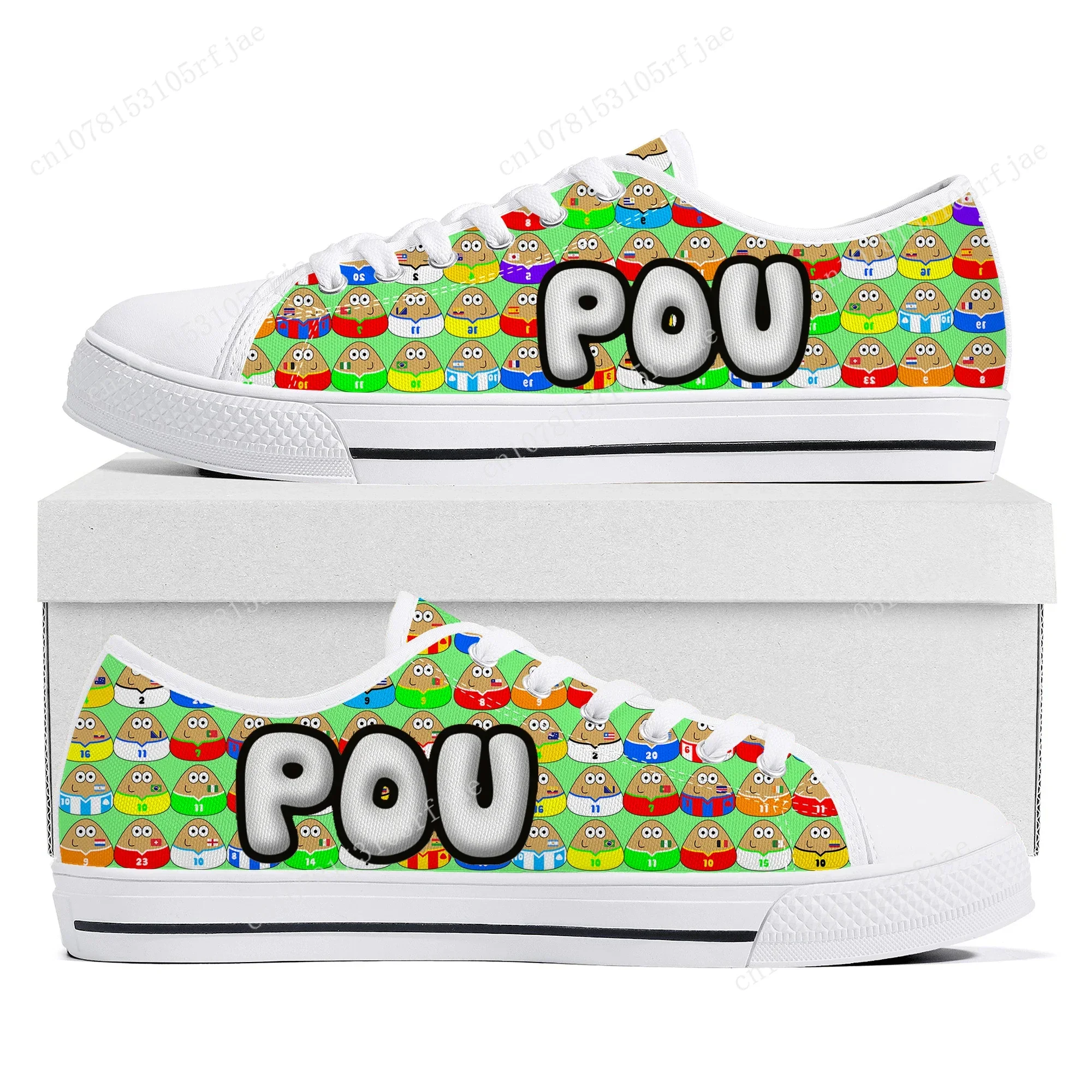 Hot Cartoon Animation POU Low Top Sneakers Game Womens Mens Teenager Canvas Sneaker Couple Custom Built Shoes