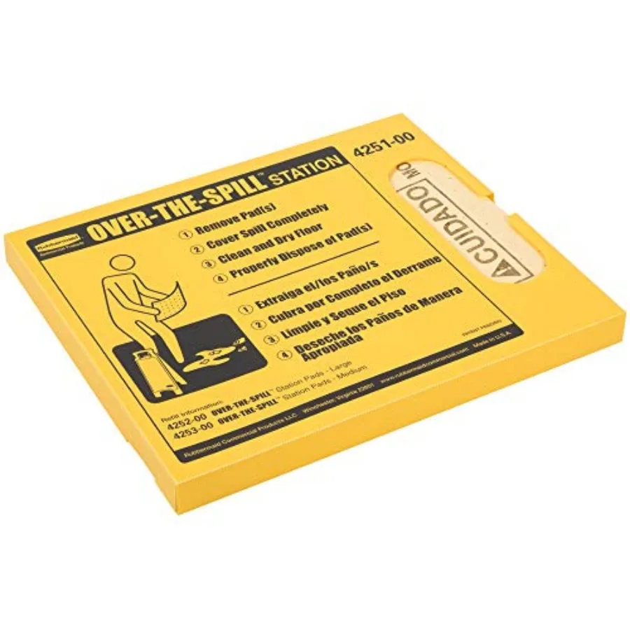 

Over the Spill Pad Station Kit Absorbent Mat Pads Yellow Large Fast at Absorbing Water/Oil/Beverages For Residential/Commercial
