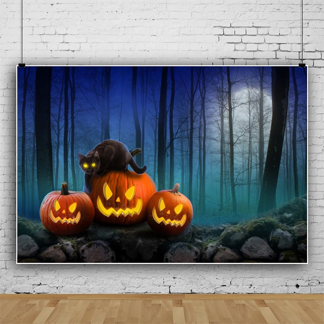 Foggy Forest Halloween Background Photography Night Party Scene Background Photography Studio Photoshoot Banner Poster