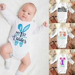 My 1st Easter Newborn Baby Spring Summer Rompers Infant Body Long Sleeve Rabbit Jumpsuit Easter Outfits Toddler Boy Girl Clothes