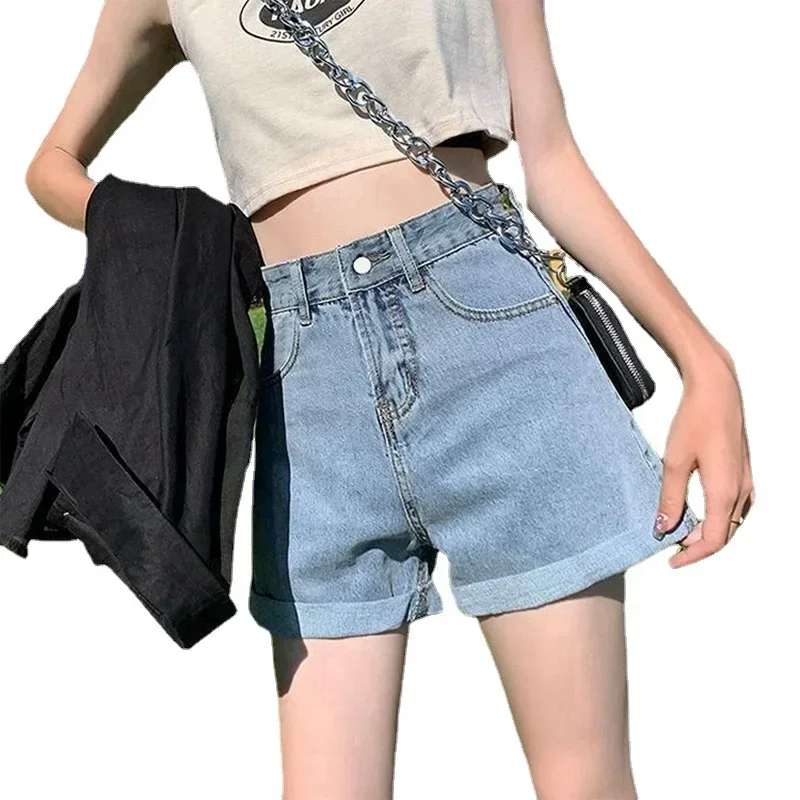 Shorts Women Black Gray Denim Shorts For Women Summer High Waist  Loose Ropa Mujer 2025 NEW