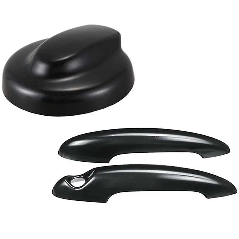 Car Gas Fuel Tank Filler Cap Cover Exterior Door Handle Covers for BMW Mini Cooper S R55 R56 2007-2013(Black)