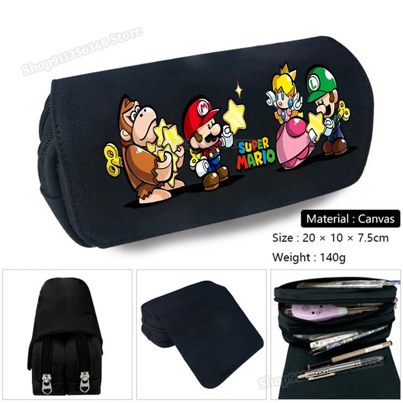 Super Marios Bros Pencilcase Large-capacity Pencil Case Cute Cartoon Pencilbag Students Stationary Storage Pouch Aesthetic Bag