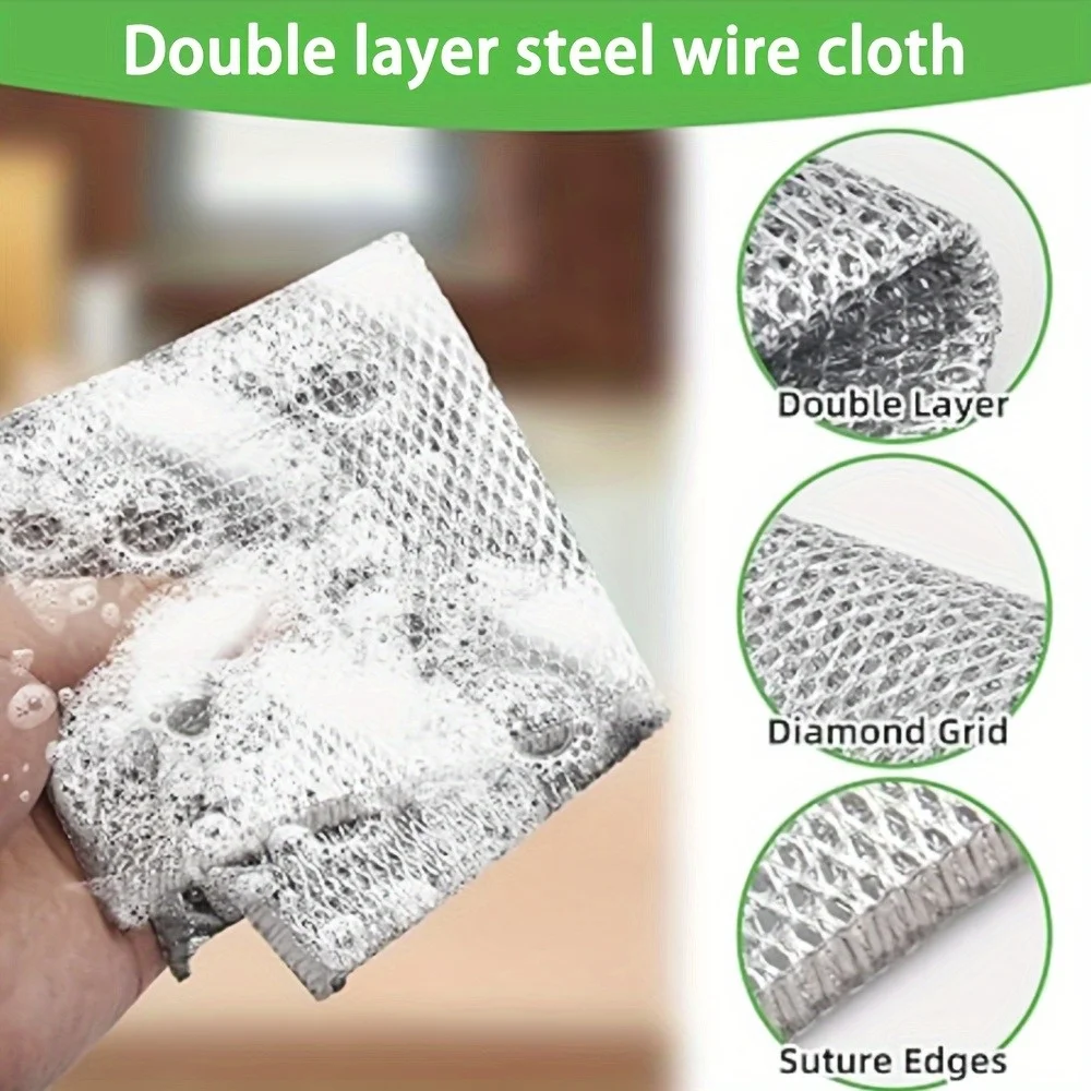 Non-Scratch Wire Cleaning Cloths - Reusable Multipurpose Scrub Rags for Dishes, Sinks, Countertops & Stoves