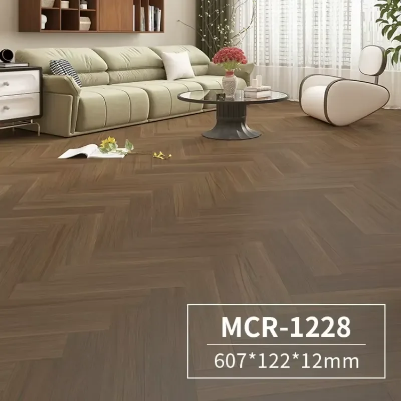 Vintage Walnut WPC Herringbone Stone-plastic Composite Flooring Waterproof Household SPC Stone Crystal PVC Click-lock Floor
