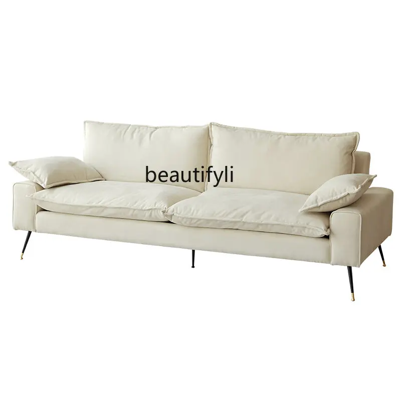 

Light Luxury Modern Technology Cloth Sofa Living Room Retro Style Imitation Leather Fabric Sofa