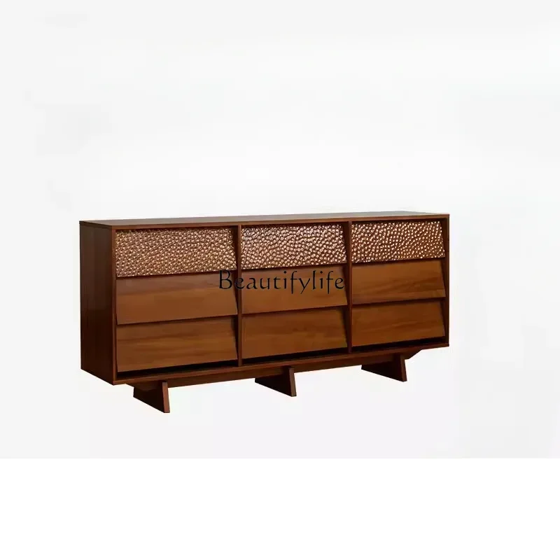 

LD33Solid Wood Nine-Drawer Cabinet Bedroom Tailstock Storage French Display Cabinet Side Cabinet Vintage Furniture