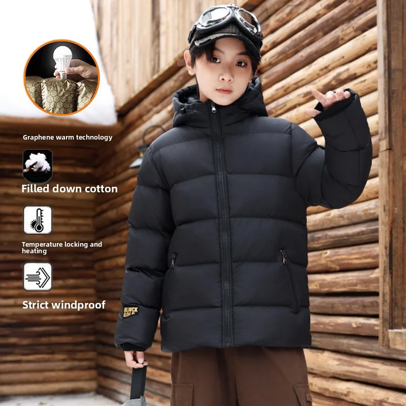 

AJHL Children's Down And Cotton Jacket Thickened Warm Cotton Jacket Waterproof And Windproof Boys' Winter Bread Jacket
