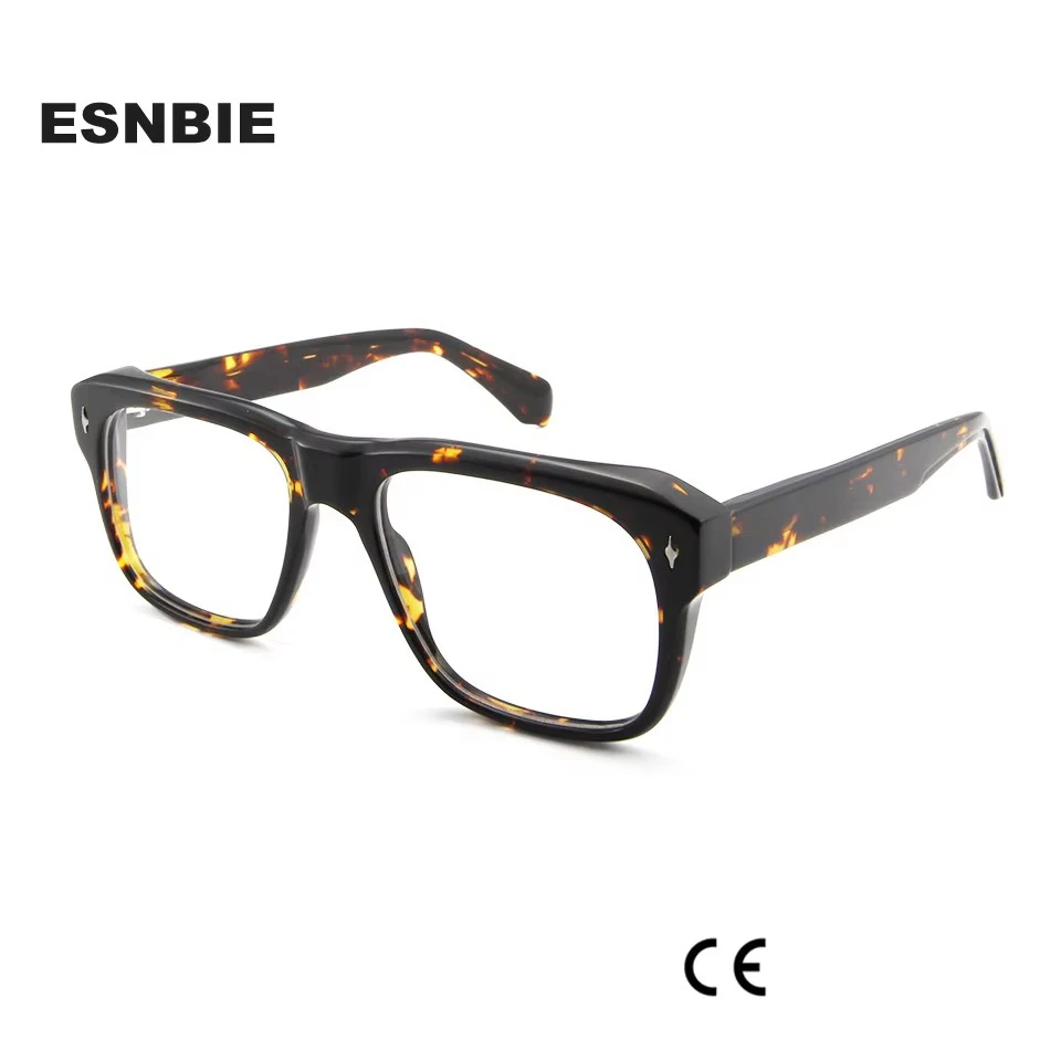 Trendy Black Crystal Acetate Eyeglasses For Men Rivet Los Angeles Design Pilot Eyewear Women Square Myopia Prescription Glasses