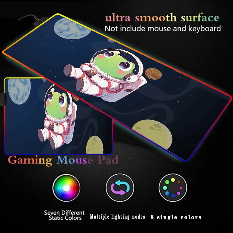 Funny Frog Astronaut Mouse Pad Led Keyboard Non-slip Mat Rug Mousepad Gaming Accessories Gamer Extended Pad Desk Mat Offices