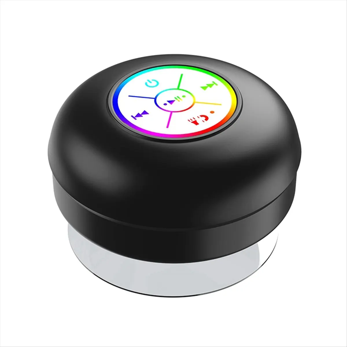*A12R Waterproof Bluetooth Speaker LED Colorful Luminous Small Speaker Large Suction Cup for Bathroom & Outdoor Use Black