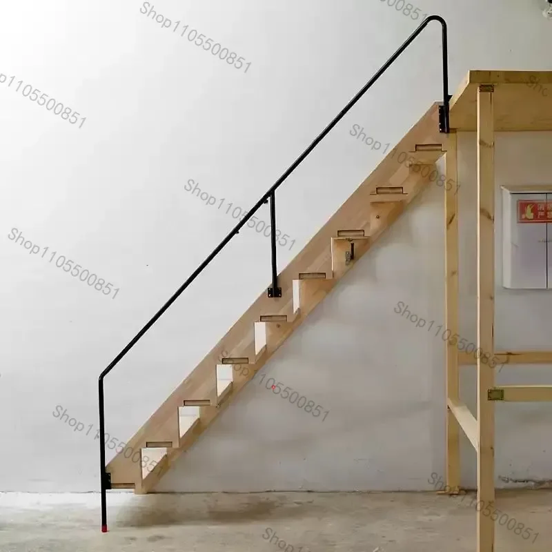 Attic stairs indoor household solid wood overall duplex thickened simple wind invisible folding wooden ladder