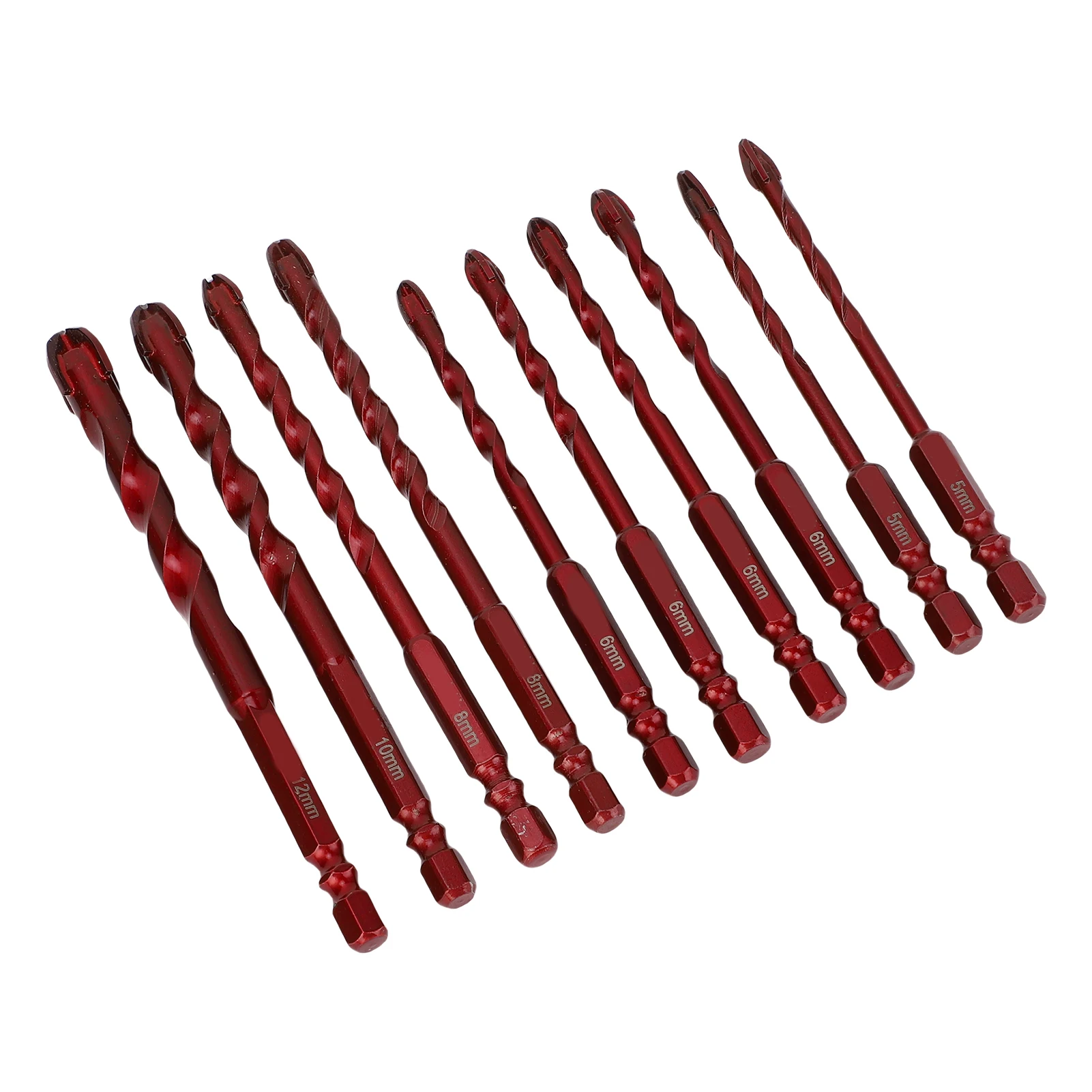 Zestaw wierteł do betonu i muru, 5-12 mm (3/16 cala - 1/2 cala), trzpień sześciokątny 1/4 cala, zestaw wierteł ceramicznych do drewna i plastiku.