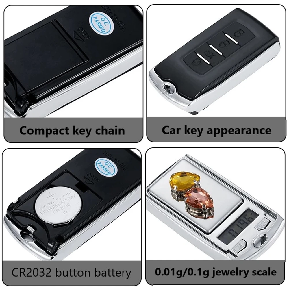 Digital Pocket Scales 200g/100g 0.01g for Gold Sterling Jewelry Gram Balance Weight Electronic Scales Car key appearance scale