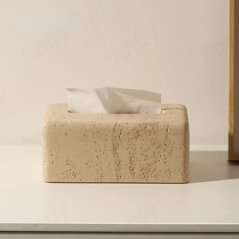 Natural Cave Stone Tissue Box Senior Dining Room Desktop Napkin Organizer European Living Room Ornaments Modern Home Decoration