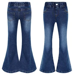 Kids Cowgirl Cute Flare Bootcut Jeans Bell Bottoms Slim Fit Jeans for Girls Casual Denim Long Pants Trousers Streetwear Pants