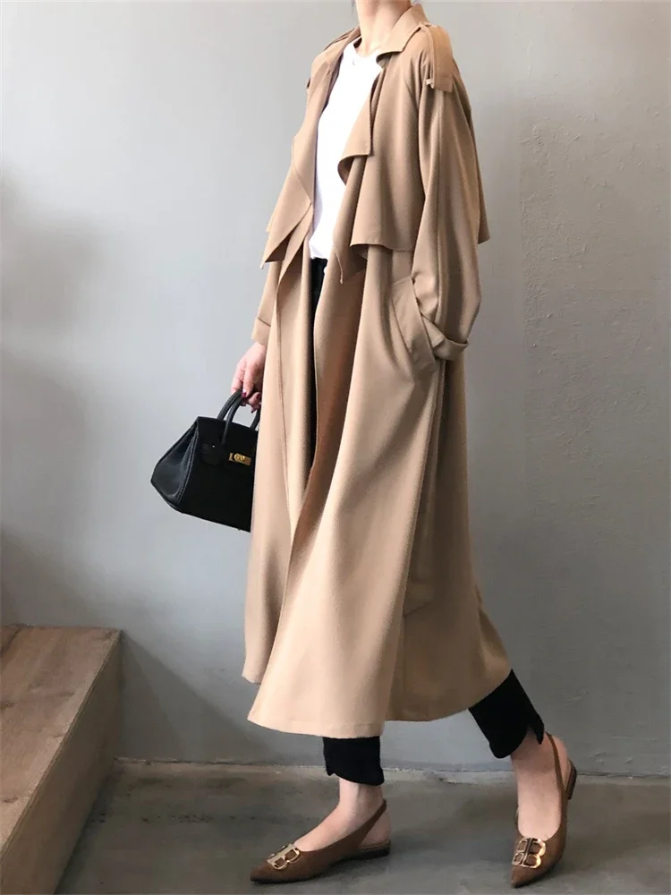 Winter Women Coat Female Trench Jacket Vintage Maxi Classic Long Trench Women Coat Oversize Female Windbreaker Blazers Coat