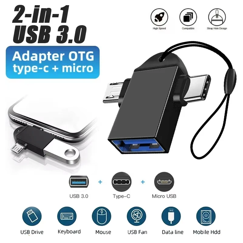 Multi-Function USB Connector OTG Adapter Female To Micro USB/Type C Male Converter For Android Tablet Laptop Flash Disk Reader