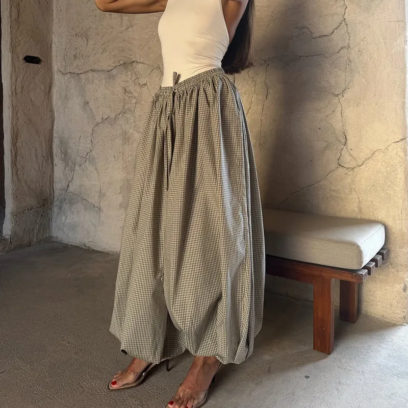 Pant Women Vintage Wide Leg Long Pants High Waist Straight Trousers Y2k Streetwear Elegant Splice Work Casual Loose Summer