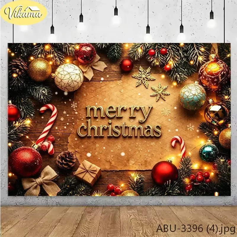 VIKAMA Photography Background Christmas Kraft Paper Vintage Text Backdrop for Party Birthday Photo Booth Home Decor