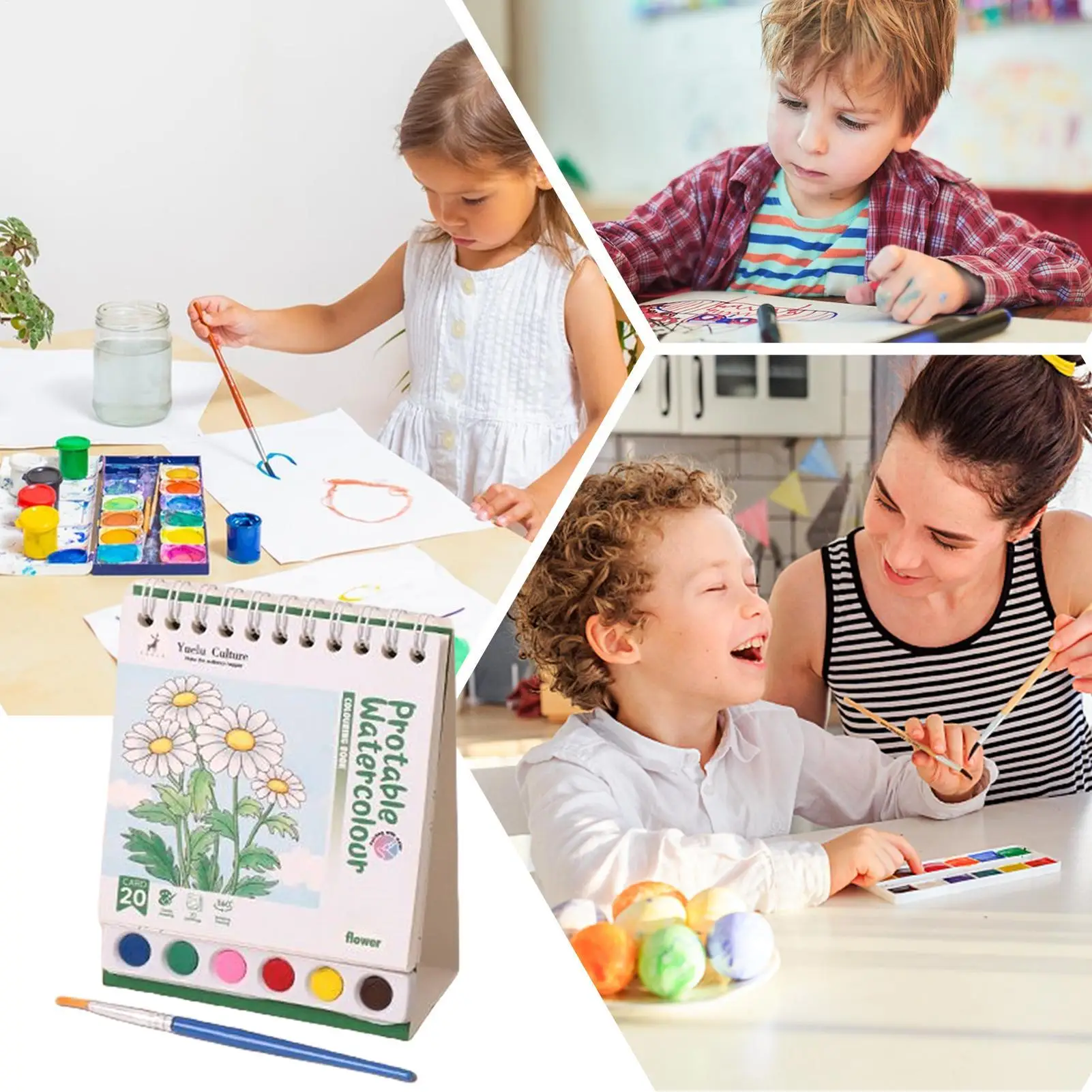 Water Painting Book Drawing Sketchbook With Paint Brush Beginner-Friendly Painting Sketchbook Educational Preschool Learning