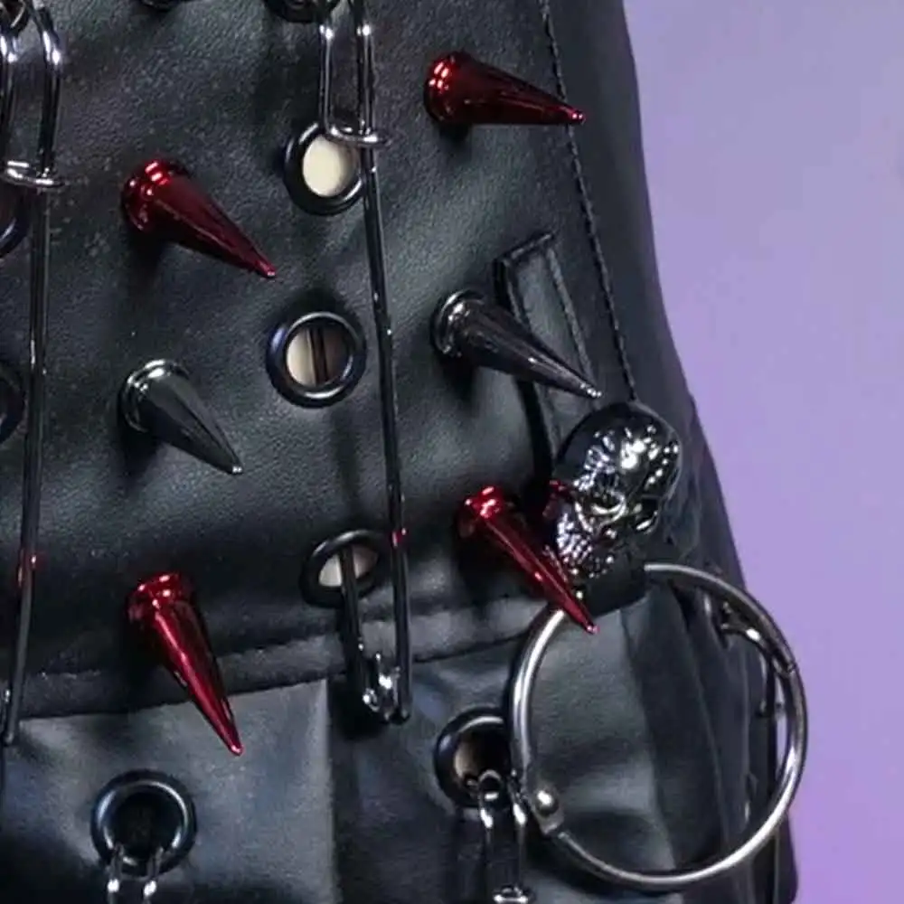 

Kawaii Harajuku Teen 2025 Эко Эмо Готические Юбки Гранж DIY 90-х годов Ручная Работа Y2K Веганская Кожа Панк-Рок с шипами для электронных девочек