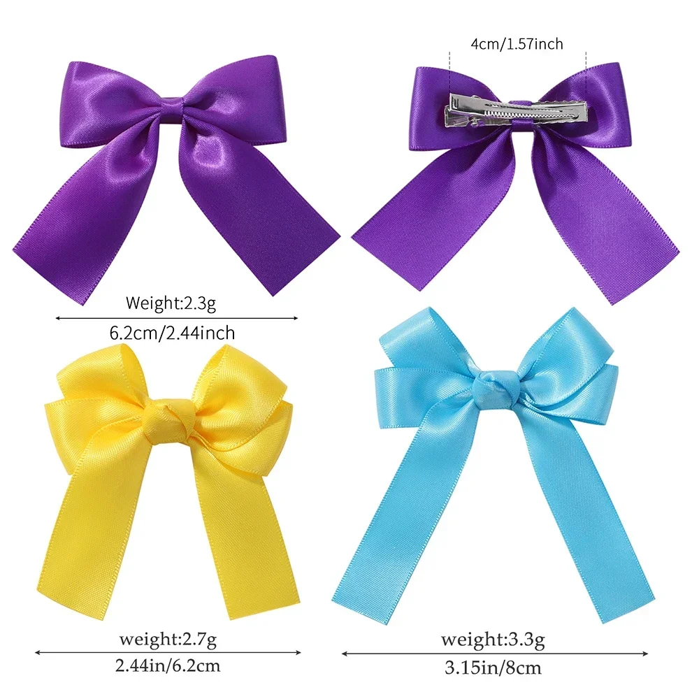 2pcs Cheer Up Bowknot Hair Clips for Girl Solid Color Ribbon Bows Hairpins Hairgripe Kids Boutique Hair Accessories Wholesale